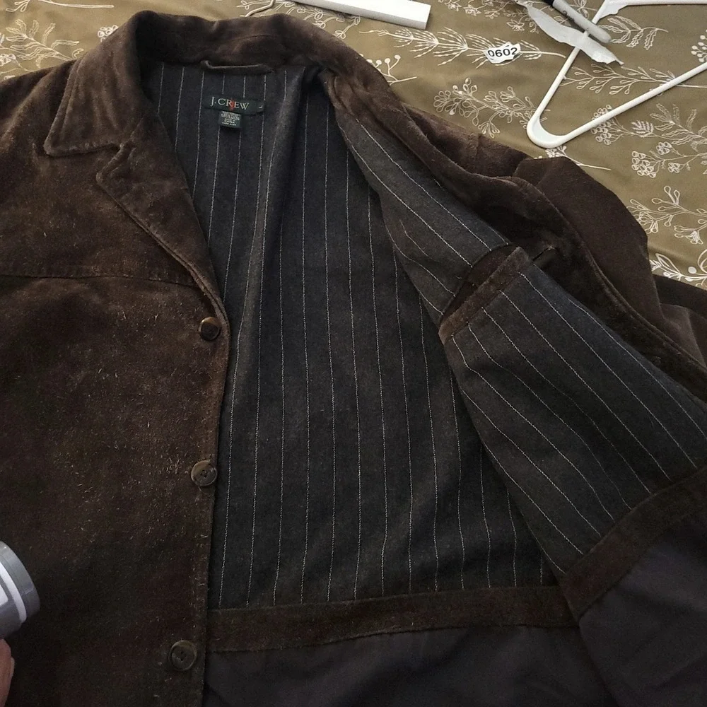 J. Crew Factory Men's Dark Brown Suede Button-Up Coat